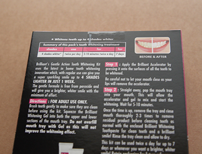 ブリリアントトゥースホワイトニングキット」は海外で販売されている歯のホワイトニング商品。なので英語